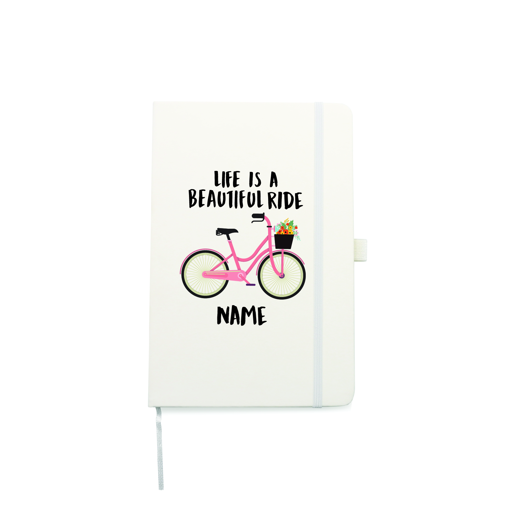 Personalised Life is Beautiful Hardcover White Notebook | PU A5 Leather Notebook/Diary